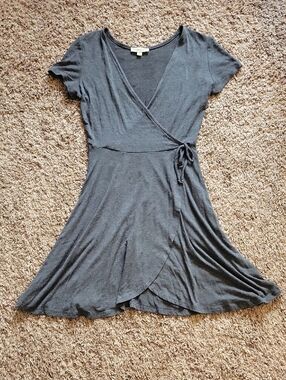 Rolla Coster Charcoal Gray Faux Wrap Midi Dress